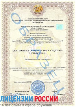 Образец сертификата соответствия аудитора №ST.RU.EXP.00006191-1 Кудымкар Сертификат ISO 50001